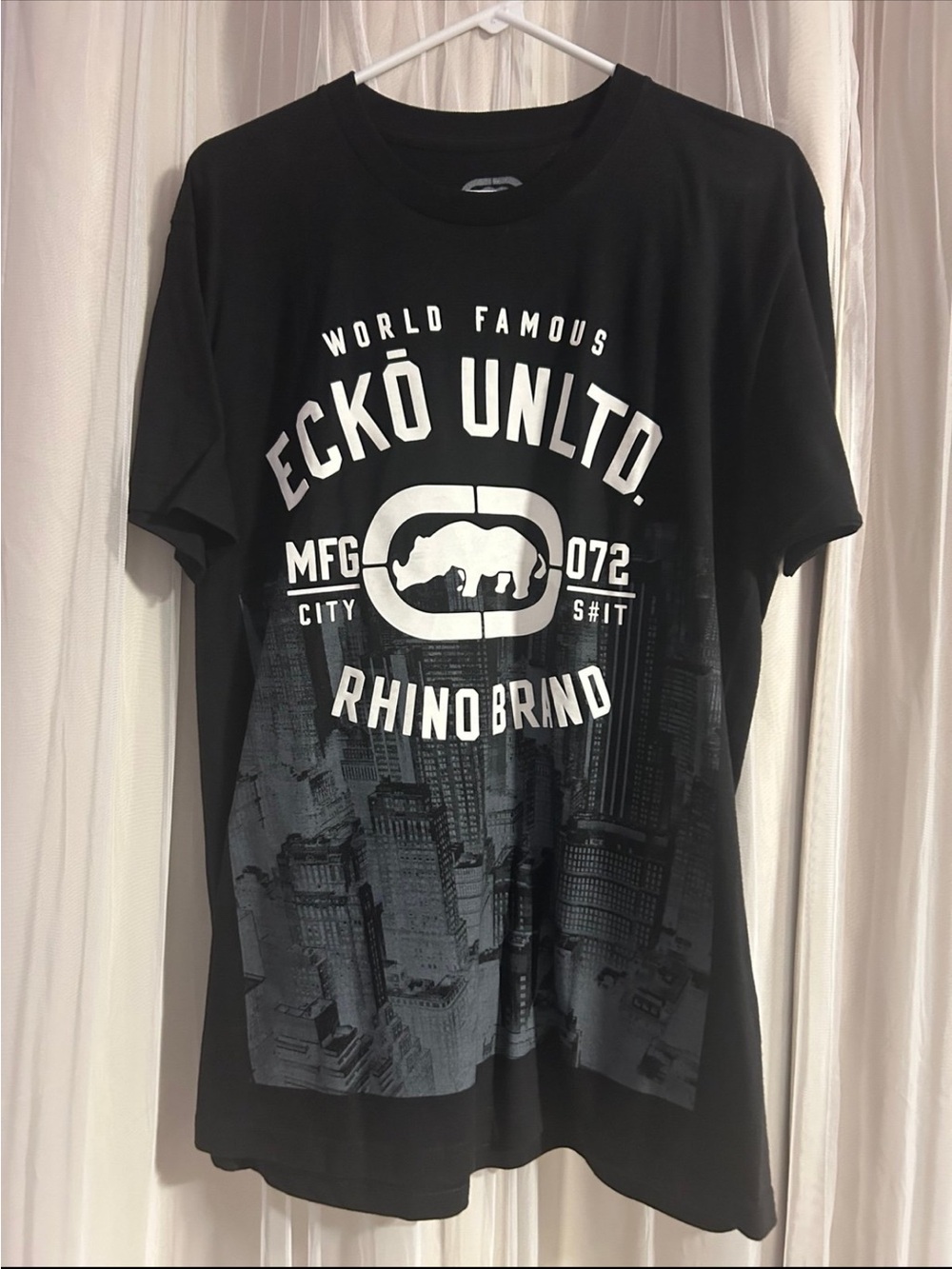 Ecko Unlimited Black Short-Sleeve Tee with White Rhino Logo